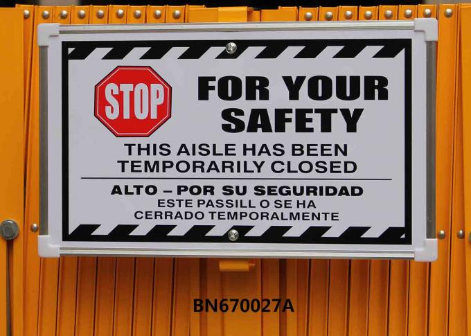 倉庫の警告表示が付いている頑丈な鋼鉄携帯用折る防犯ゲート